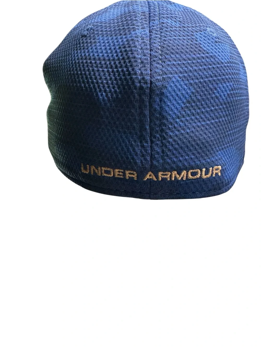 Under Armour Men's Printed Blitzing Cap - Blue Camo Fitted Hat Silver logo Youth